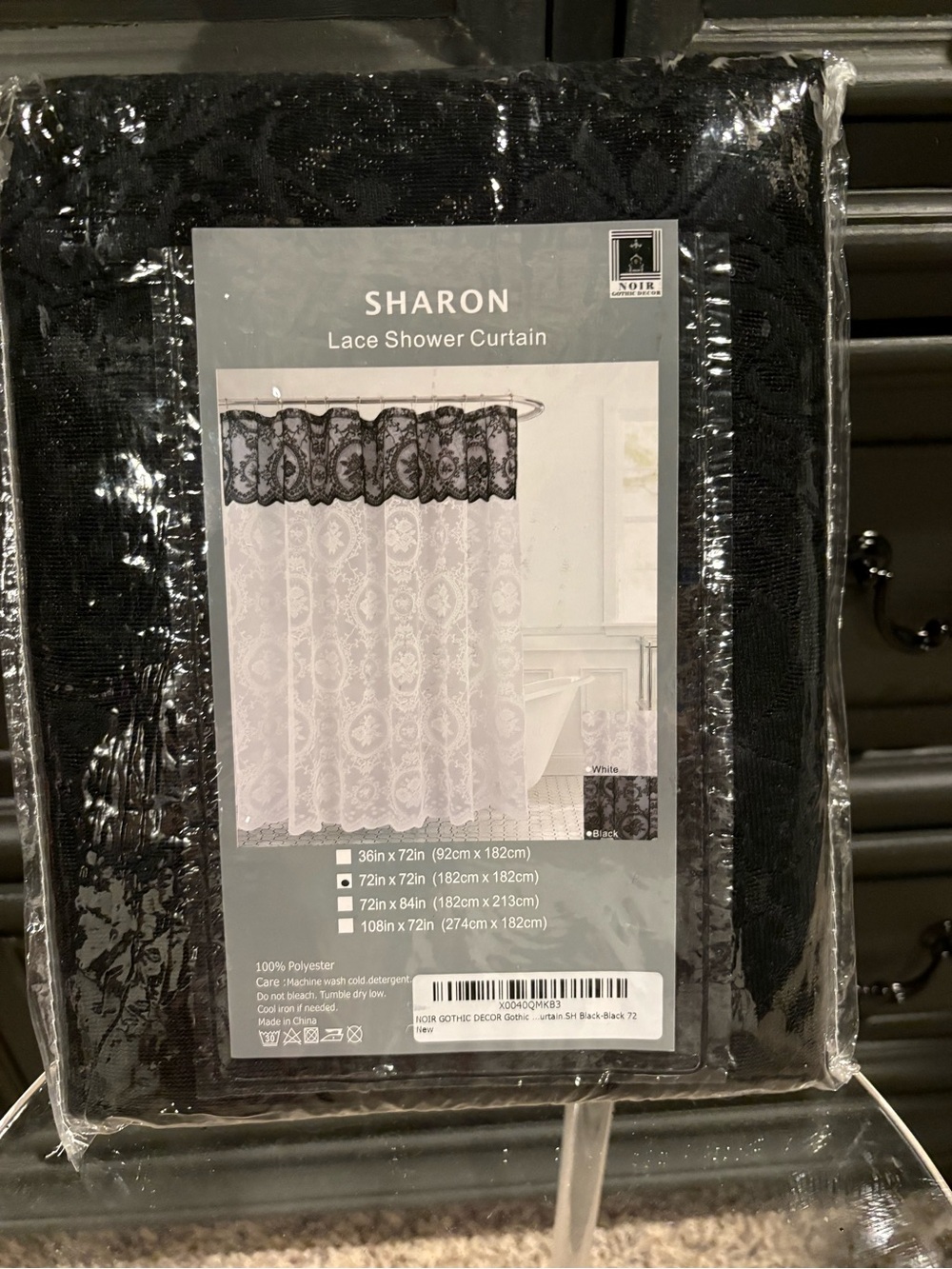 Lace Shower Curtain - Black